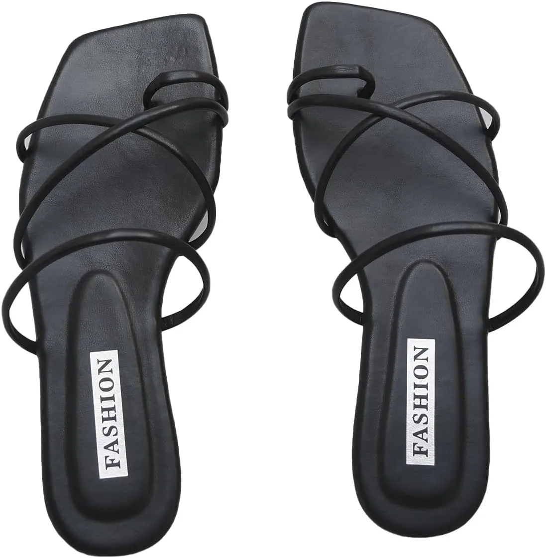 GORGLITTER Women's Cute Strappy Sandals Flat Sandals Toe Ring Summer Slide Sandal Slip on Flip Flops
