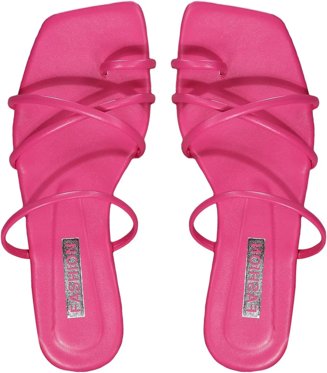 GORGLITTER Women's Cute Strappy Sandals Flat Sandals Toe Ring Summer Slide Sandal Slip on Flip Flops
