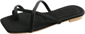 GORGLITTER Women's Cute Strappy Sandals Flat Sandals Toe Ring Summer Slide Sandal Slip on Flip Flops