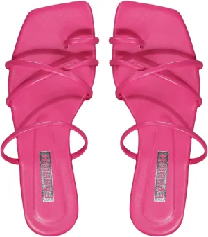 GORGLITTER Women's Cute Strappy Sandals Flat Sandals Toe Ring Summer Slide Sandal Slip on Flip Flops