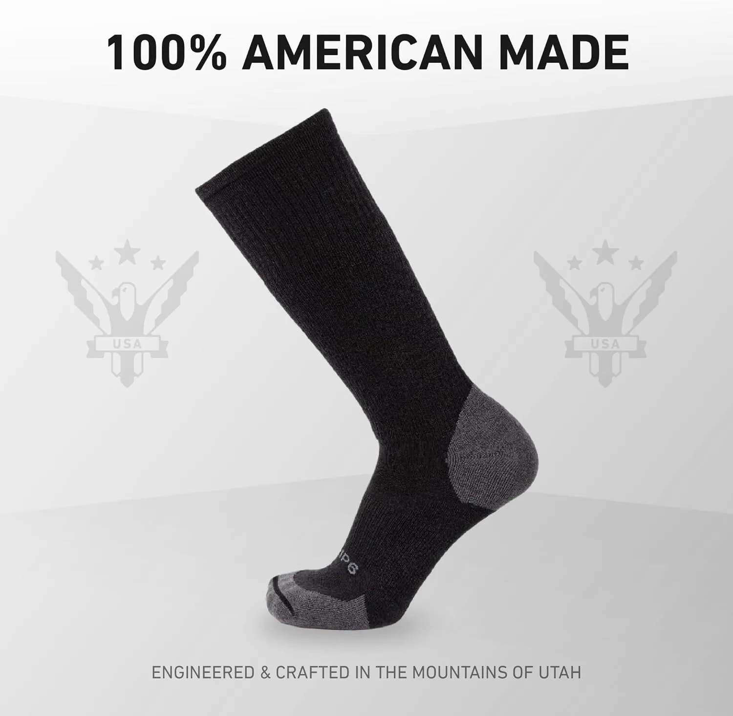 GRIP6 Wool Boot Socks - Merino Wool Socks Made in The USA - Lightweight Wool Hiking Socks - Warm Boot Socks for Men and Women