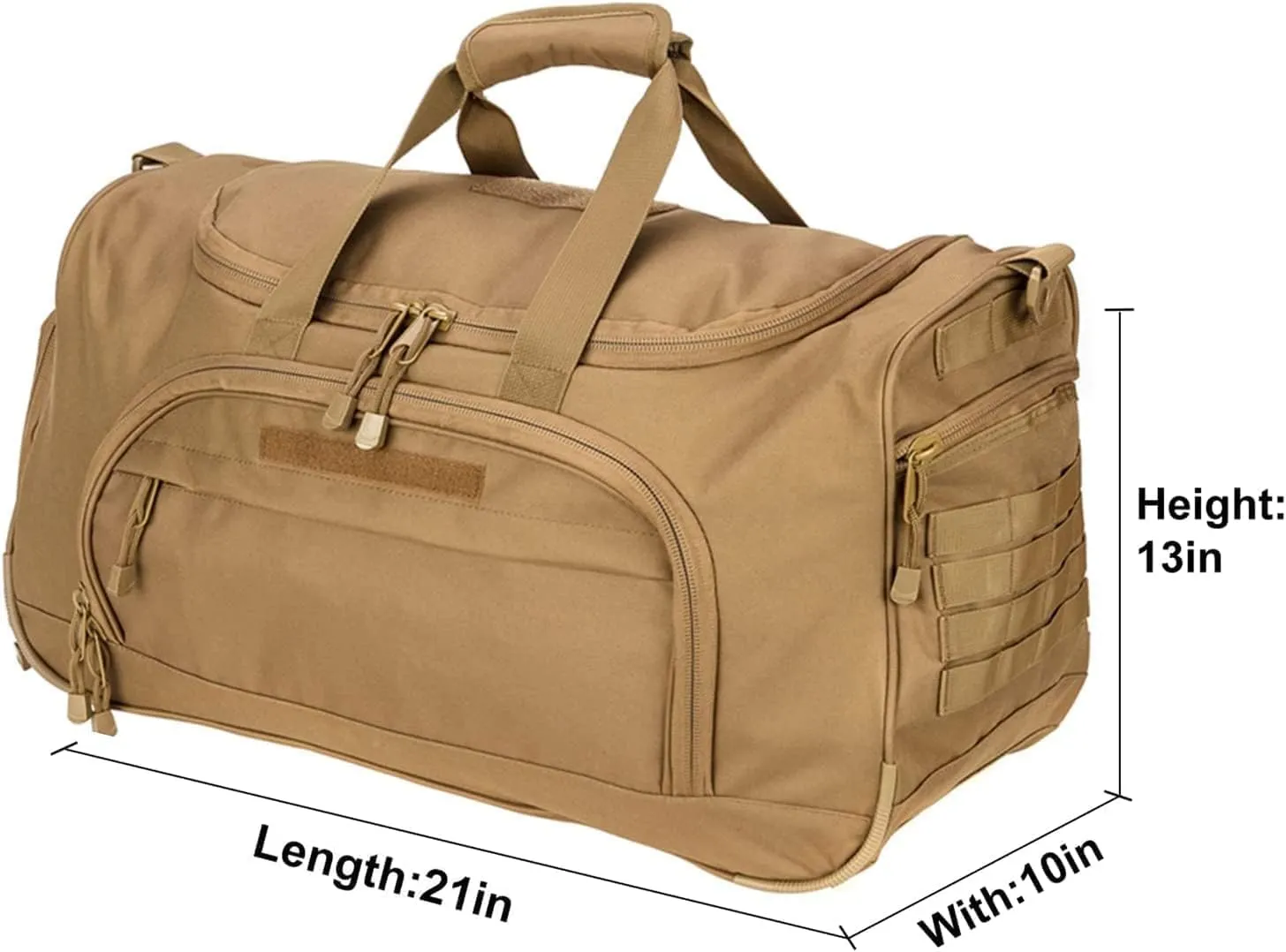 Gym Bag for Women & Men Tactical Duffle Military Weekender Work Out Lightweight Waterproof Sports Tote Shoe Pocket Tan