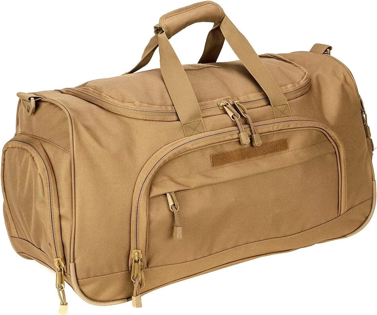 Gym Bag for Women & Men Tactical Duffle Military Weekender Work Out Lightweight Waterproof Sports Tote Shoe Pocket Tan