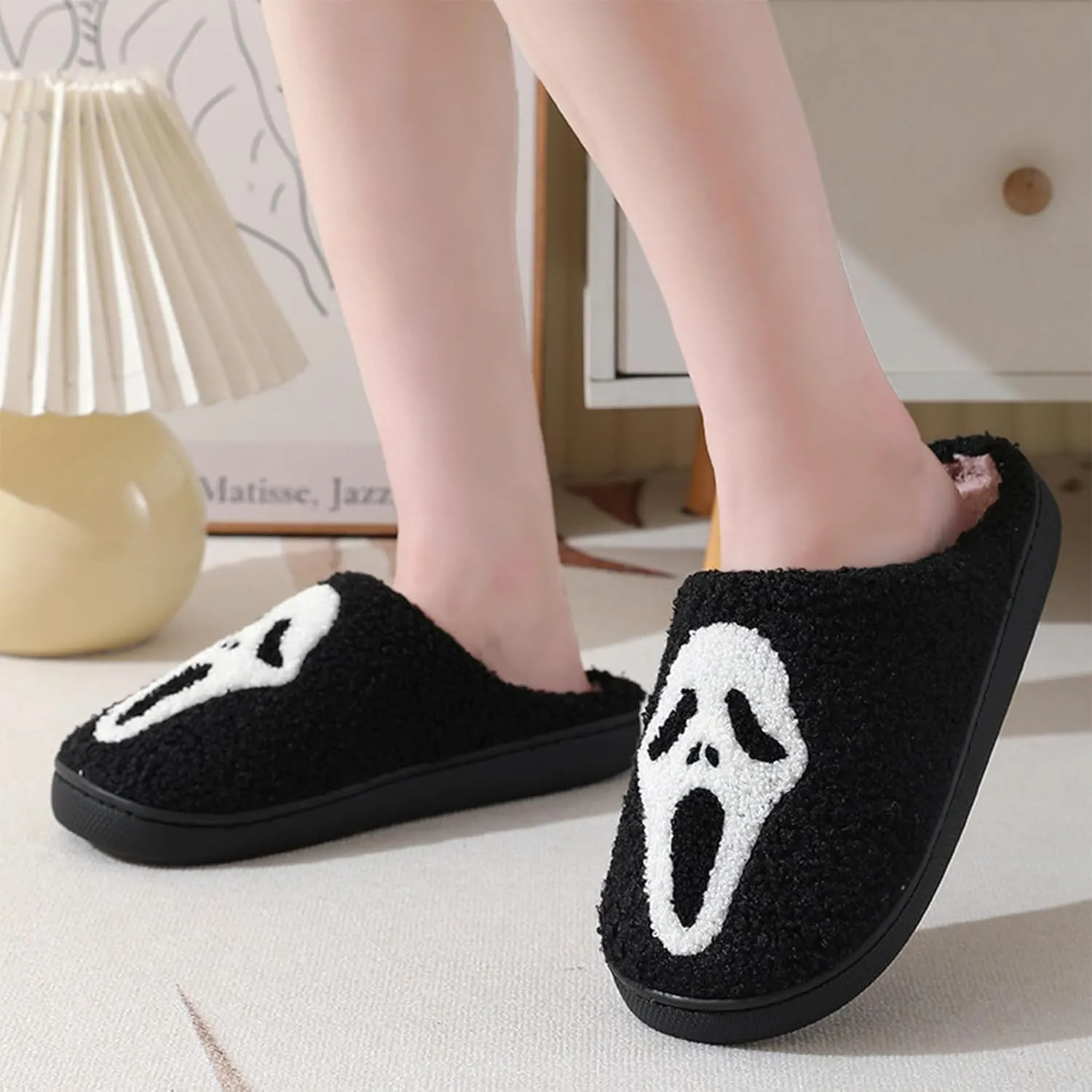 Happy Face Slippers for Women Men,Retro Soft Cozy Comfy Plush Lightweight House Slippers Slip-on Indoor Outdoor Slippers,Slip on Anti-Skid Sole