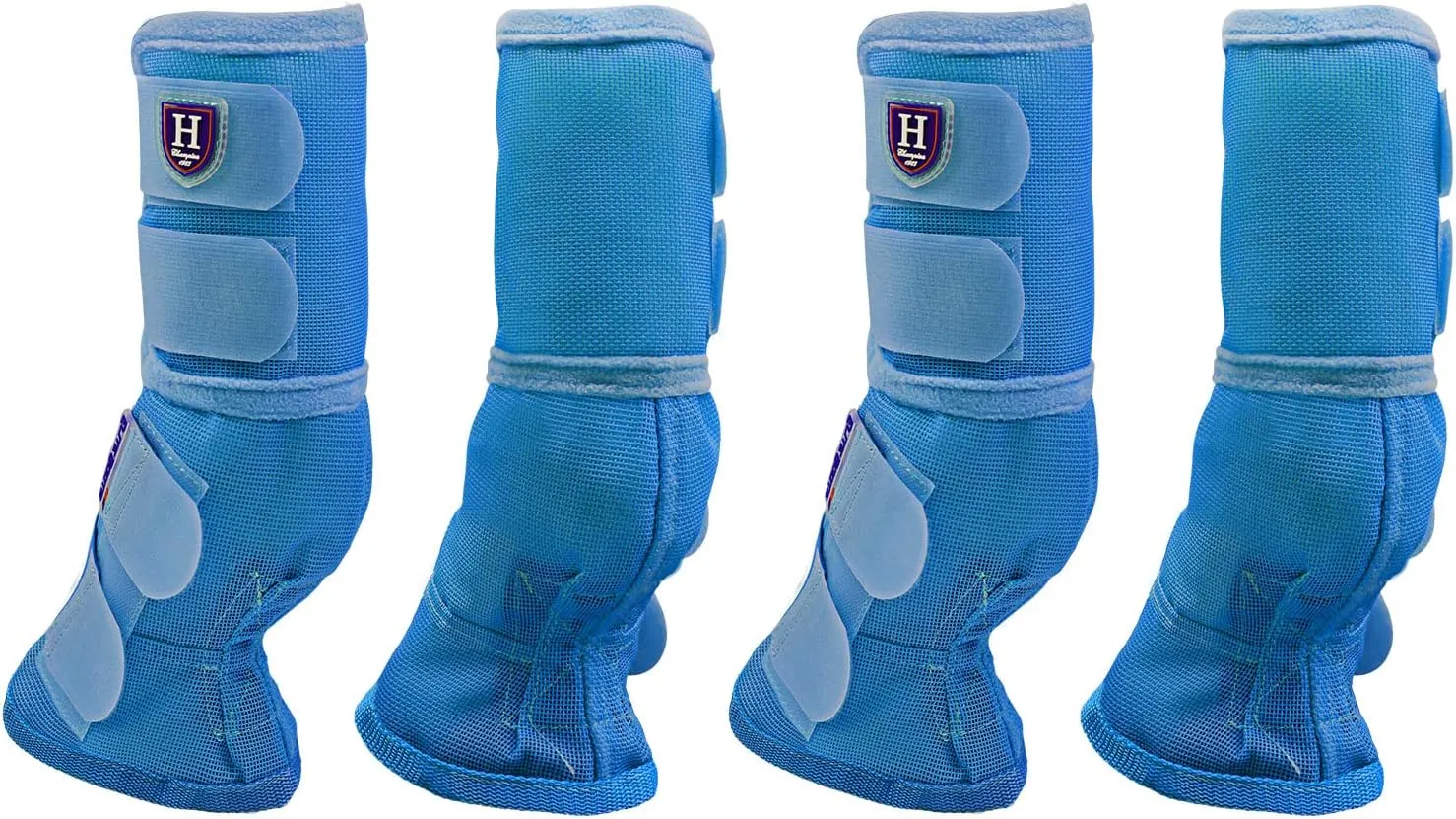 Harrison Howard Horse Fly Boots Perfect Contoured Fit Leg Guards Dense Mesh Boots with Ventilated Comfort Reliable Protection from Summer Elements Set of 4 Sky Blue XL