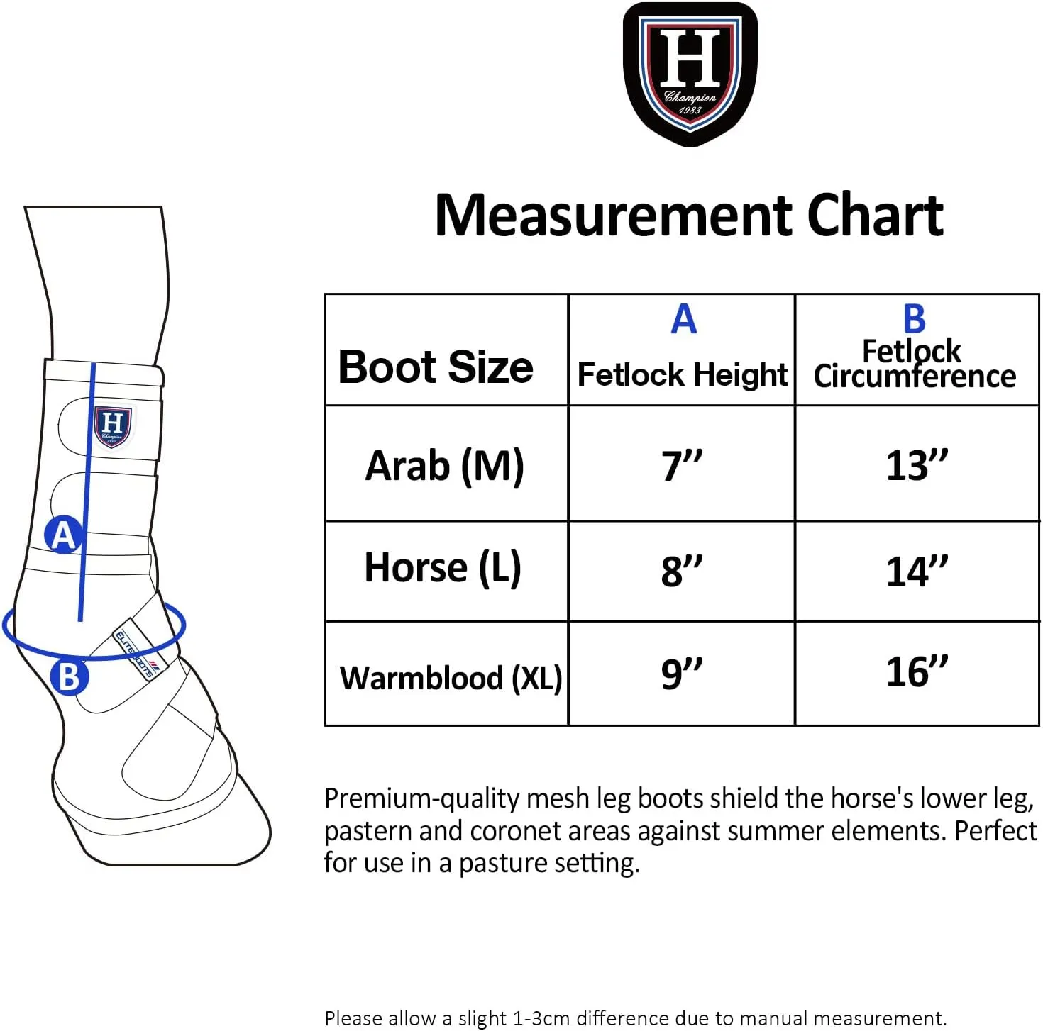 Harrison Howard Horse Fly Boots Perfect Contoured Fit Leg Guards Dense Mesh Boots with Ventilated Comfort Reliable Protection from Summer Elements Set of 4 Sky Blue XL