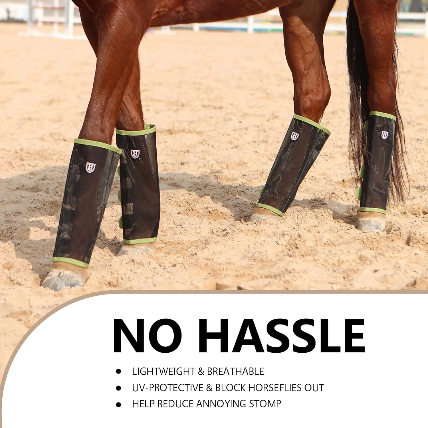 Harrison Howard Loose-Fitting Horse Fly Leggings Breathable, Tear-Resistant Fine Mesh Leg Guards Stay-on Comfortable Fly Boots (Set of 4)