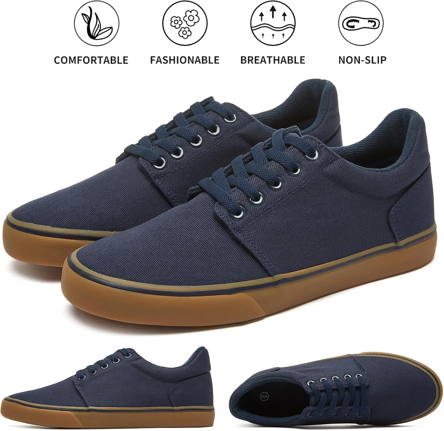 hash bubbie Mens Canvas Shoes Classic Men's Canvas Sneakers Low Top Tennis Shoes Lace up Comfortable Skate Casual Shoes
