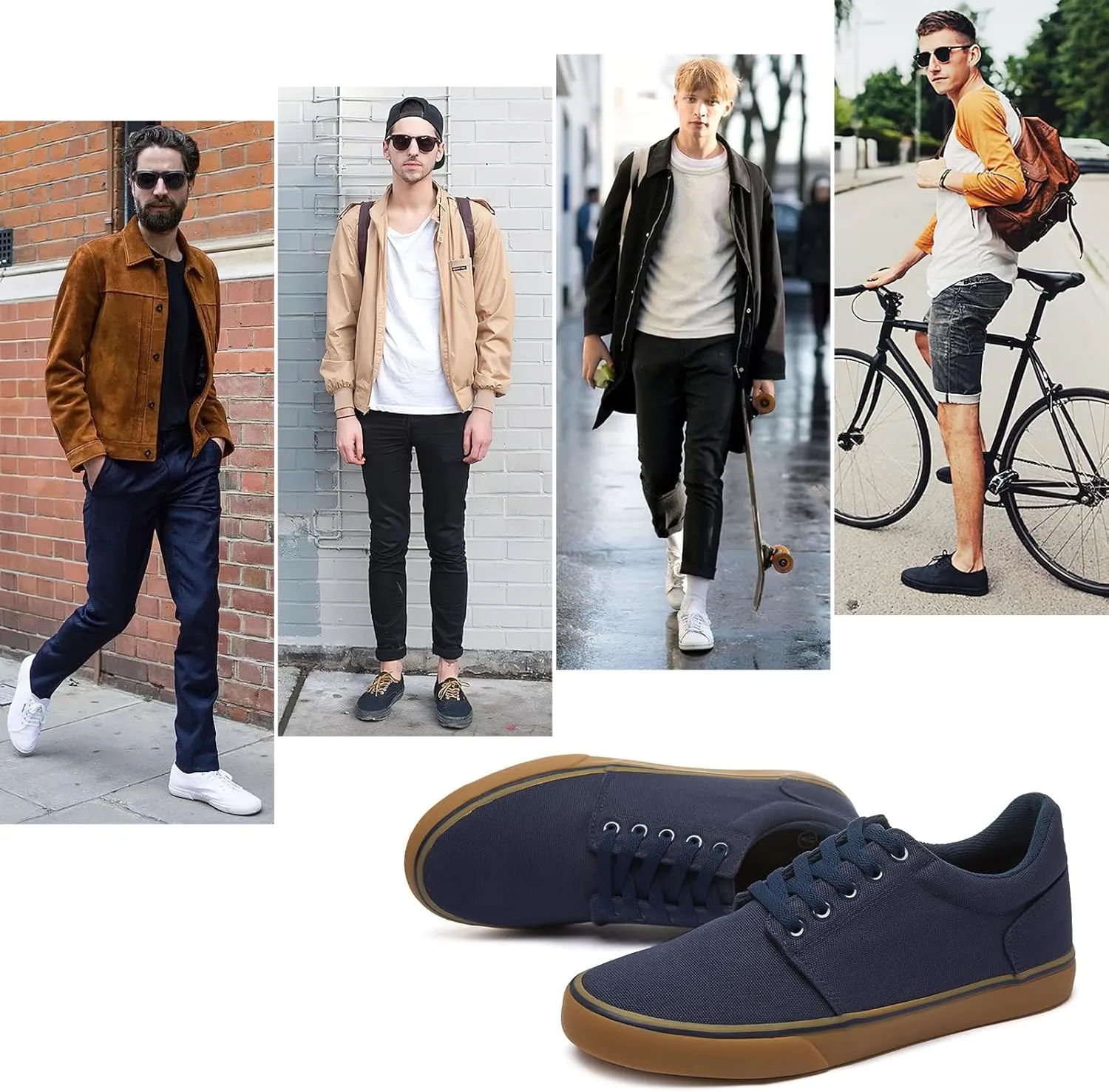 hash bubbie Mens Canvas Shoes Classic Men's Canvas Sneakers Low Top Tennis Shoes Lace up Comfortable Skate Casual Shoes