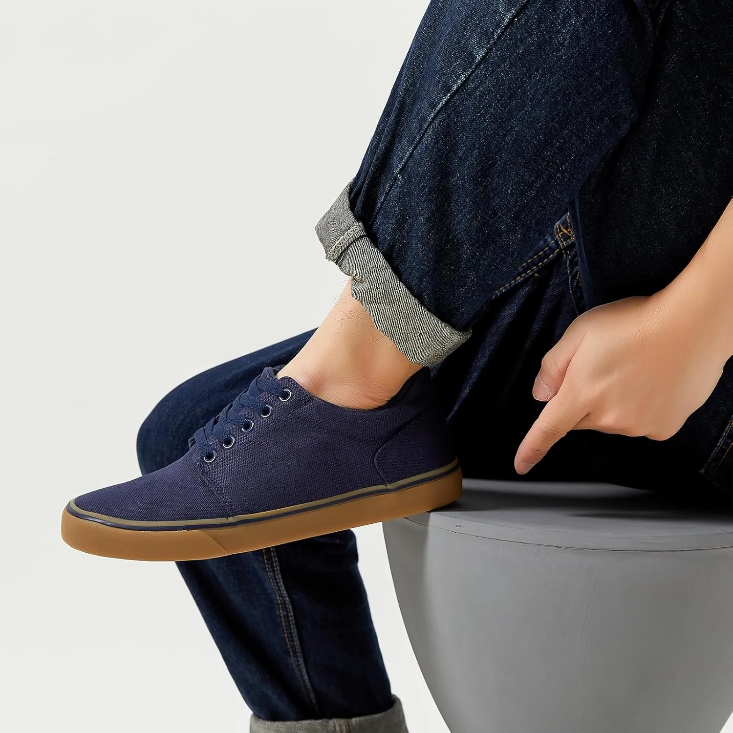 hash bubbie Mens Canvas Shoes Classic Men's Canvas Sneakers Low Top Tennis Shoes Lace up Comfortable Skate Casual Shoes