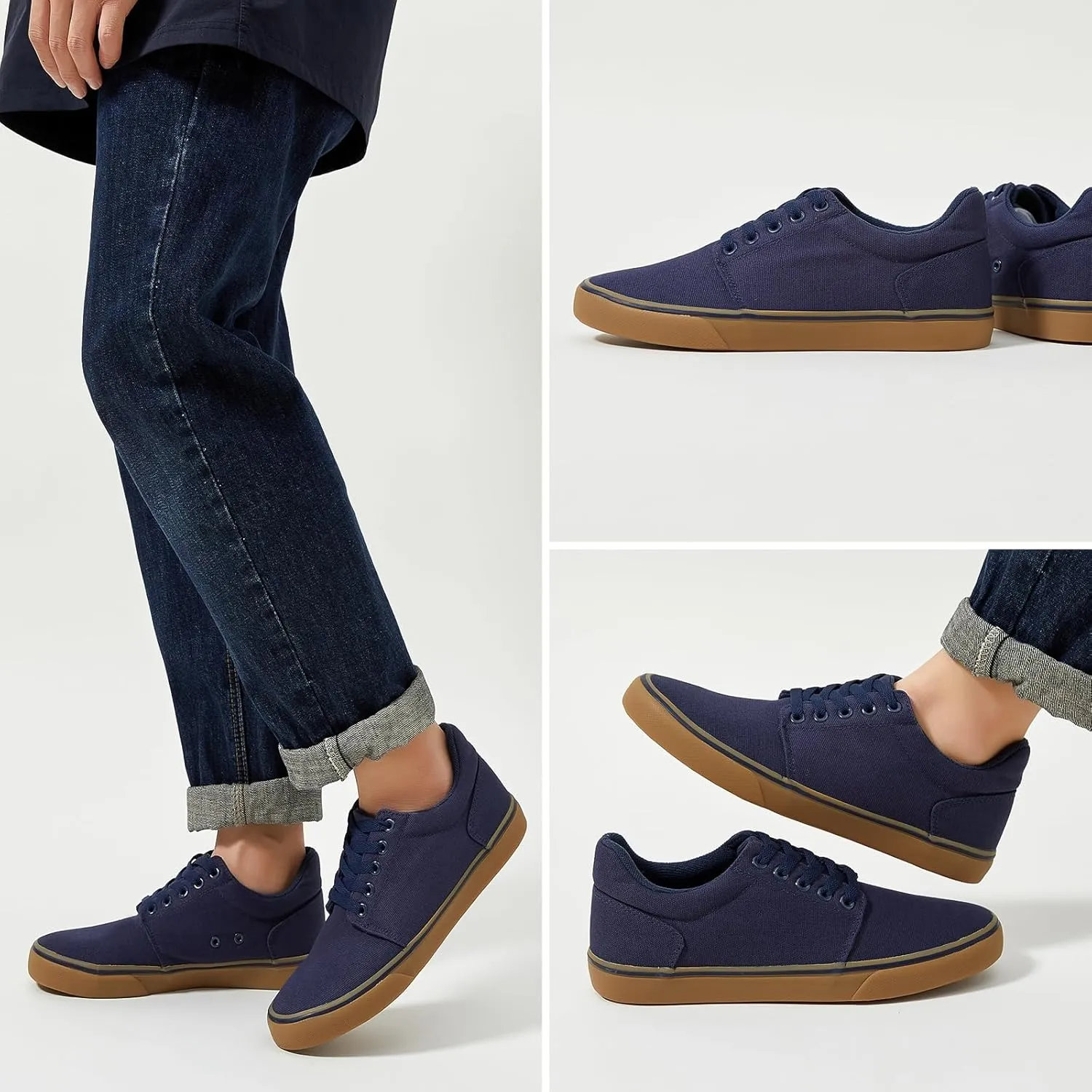 hash bubbie Mens Canvas Shoes Classic Men's Canvas Sneakers Low Top Tennis Shoes Lace up Comfortable Skate Casual Shoes