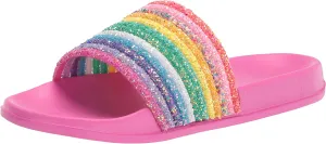 Hatley Girls Slide Sandal, Over The Rainbow, 2 Big Kid