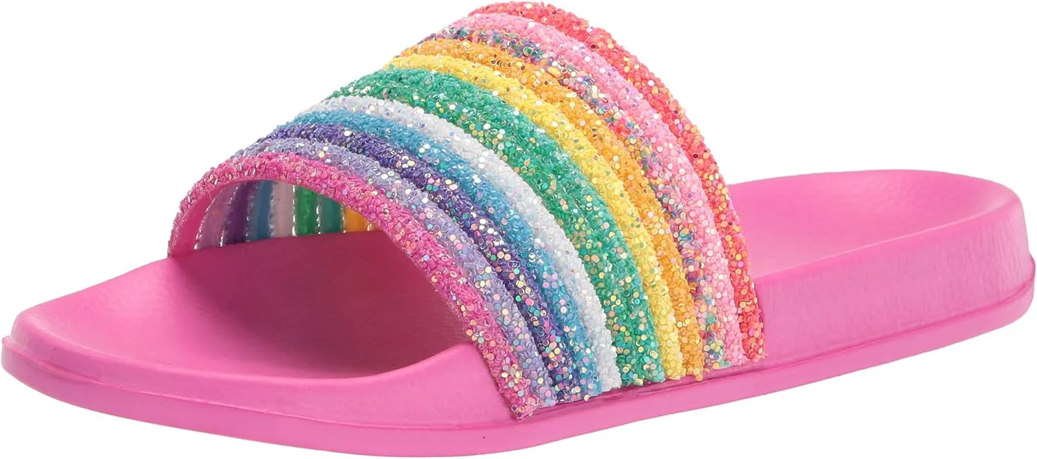 Hatley Girls Slide Sandal, Over The Rainbow, 2 Big Kid