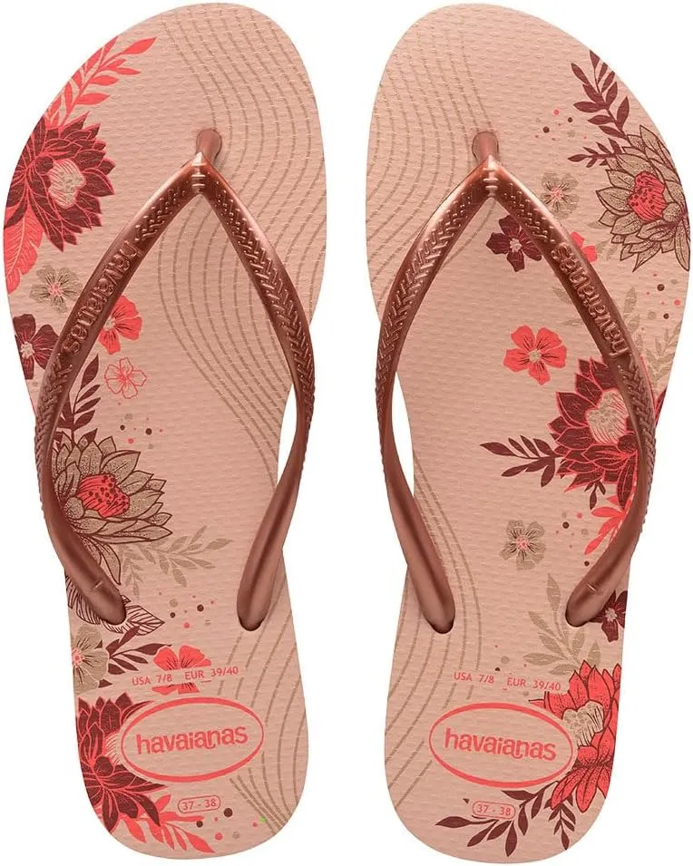 Havaianas Women's Slim Organic Flip Flop Sandals, Floral Design