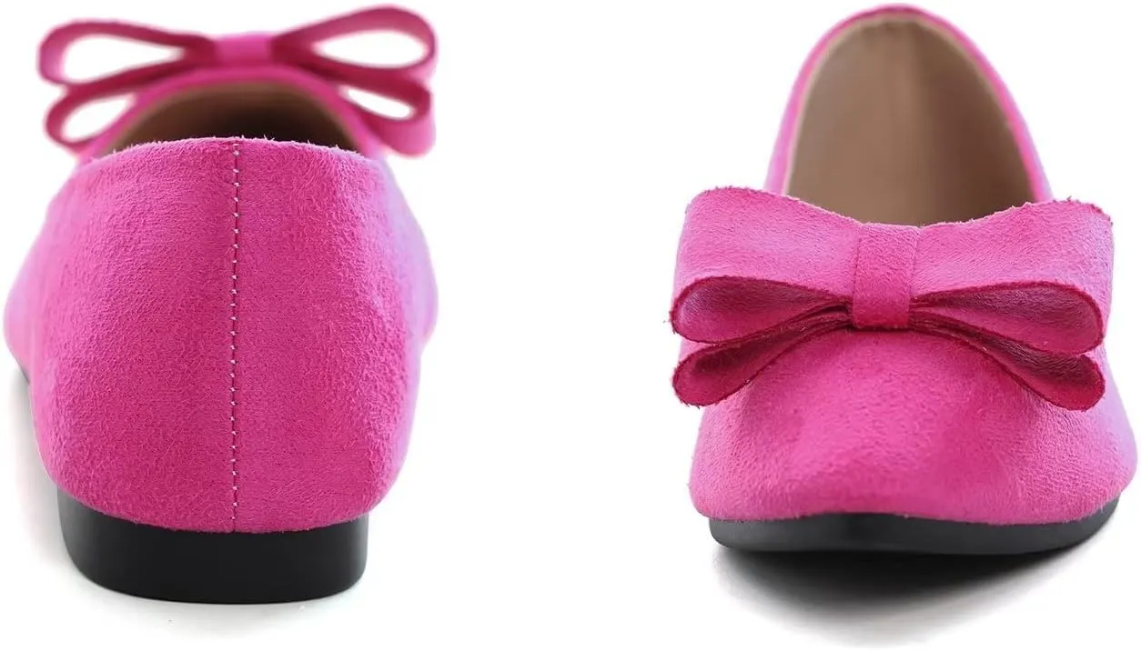 Hee grand Bow-Knot Ballet Flats Classic Pointed Toe Suede Dress Shoes Casual Comfort Slip-On Loafers Light Weight Walking Flats