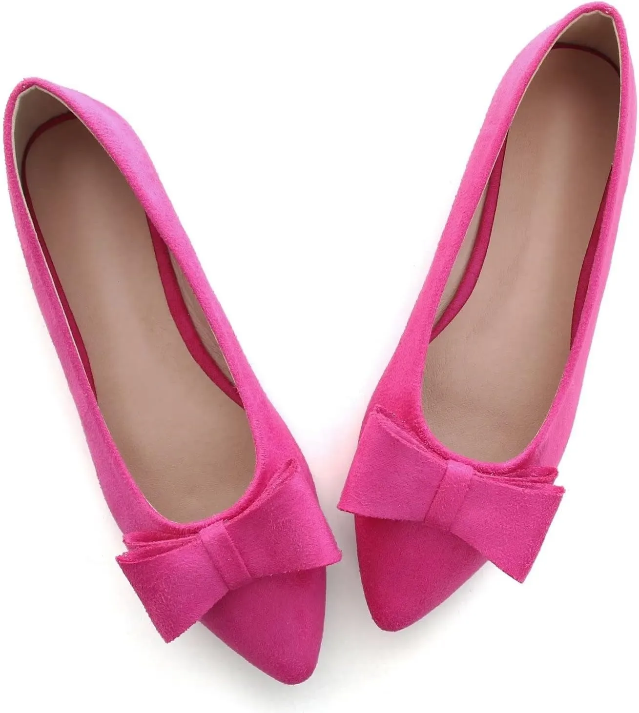 Hee grand Bow-Knot Ballet Flats Classic Pointed Toe Suede Dress Shoes Casual Comfort Slip-On Loafers Light Weight Walking Flats