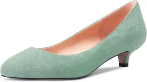 HEUIVZAR Womens Pumps Kitten Heel Slip On Round Toe Matte Dress Shoes 1.5 Inch