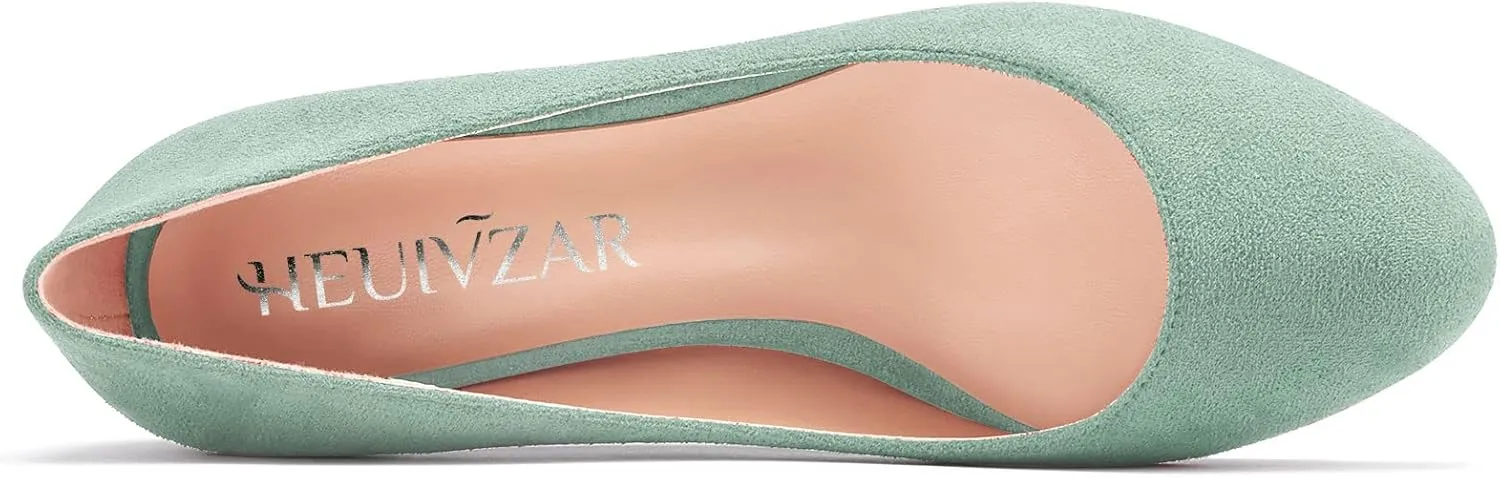 HEUIVZAR Womens Pumps Kitten Heel Slip On Round Toe Matte Dress Shoes 1.5 Inch