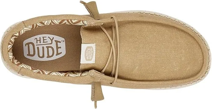 Hey Dude Wally Canvas Wide Tan 41785-265 – Lightweight, Comfortable Slip-On Loafers for Men