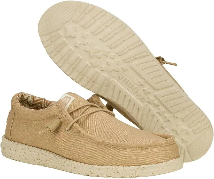 Hey Dude Wally Canvas Wide Tan 41785-265 – Lightweight, Comfortable Slip-On Loafers for Men