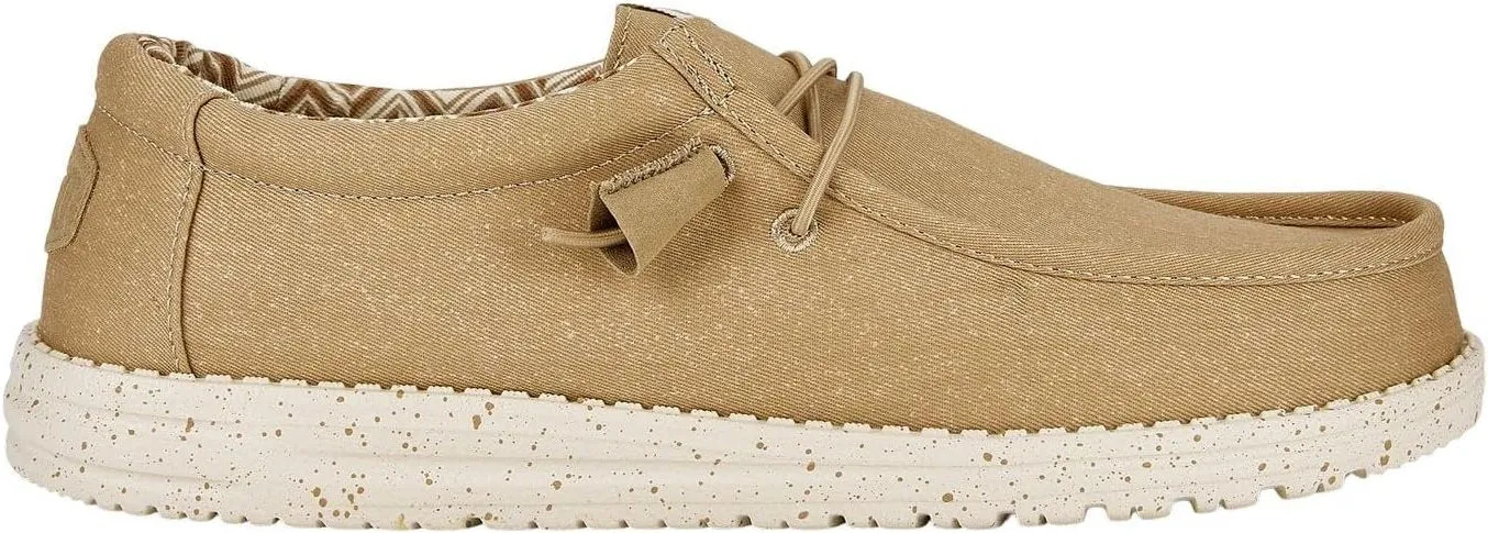 Hey Dude Wally Canvas Wide Tan 41785-265 – Lightweight, Comfortable Slip-On Loafers for Men