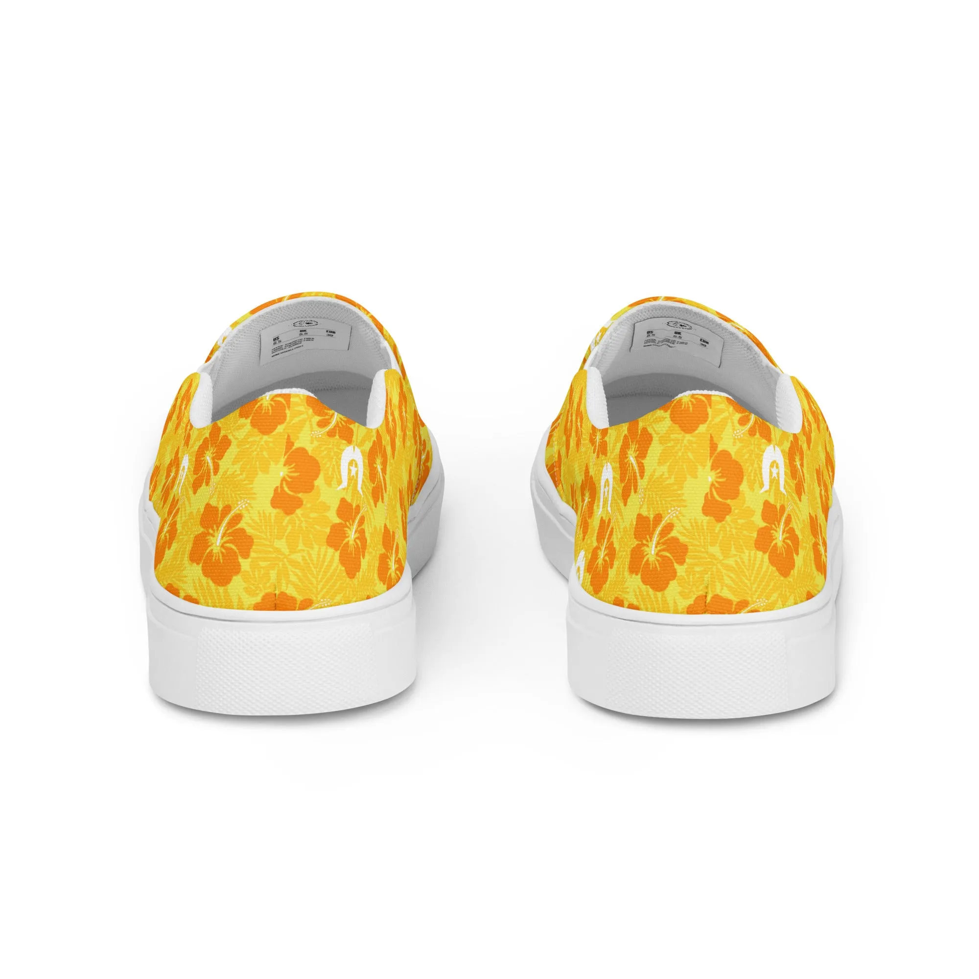 Hibiscus flowers with Dhari (Gold) on Men’s slip-on canvas shoes