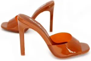 Highlight-55 Transparent Mules Square Open Toe Sexy Stiletto High Heels for Women (10, Cognac, Numeric_10)