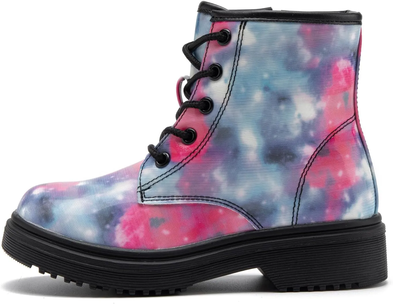 HIKLDK Girls Boots Glitter Combat Boot Winter Waterproof Side Zipper Lace-up Walking Shoes for Toddlers Little Kid szie