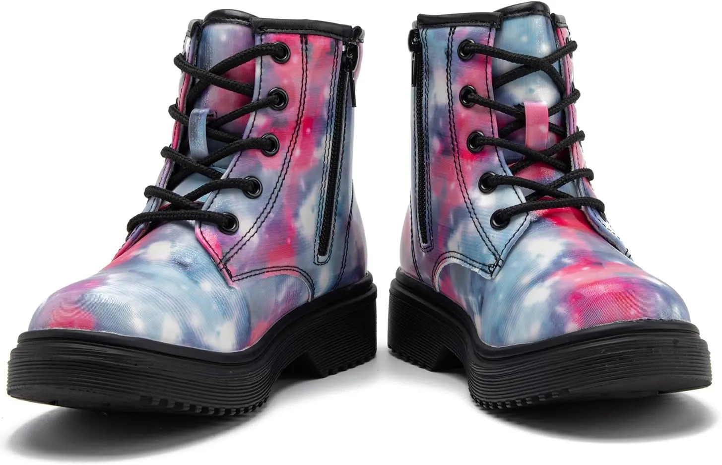 HIKLDK Girls Boots Glitter Combat Boot Winter Waterproof Side Zipper Lace-up Walking Shoes for Toddlers Little Kid szie