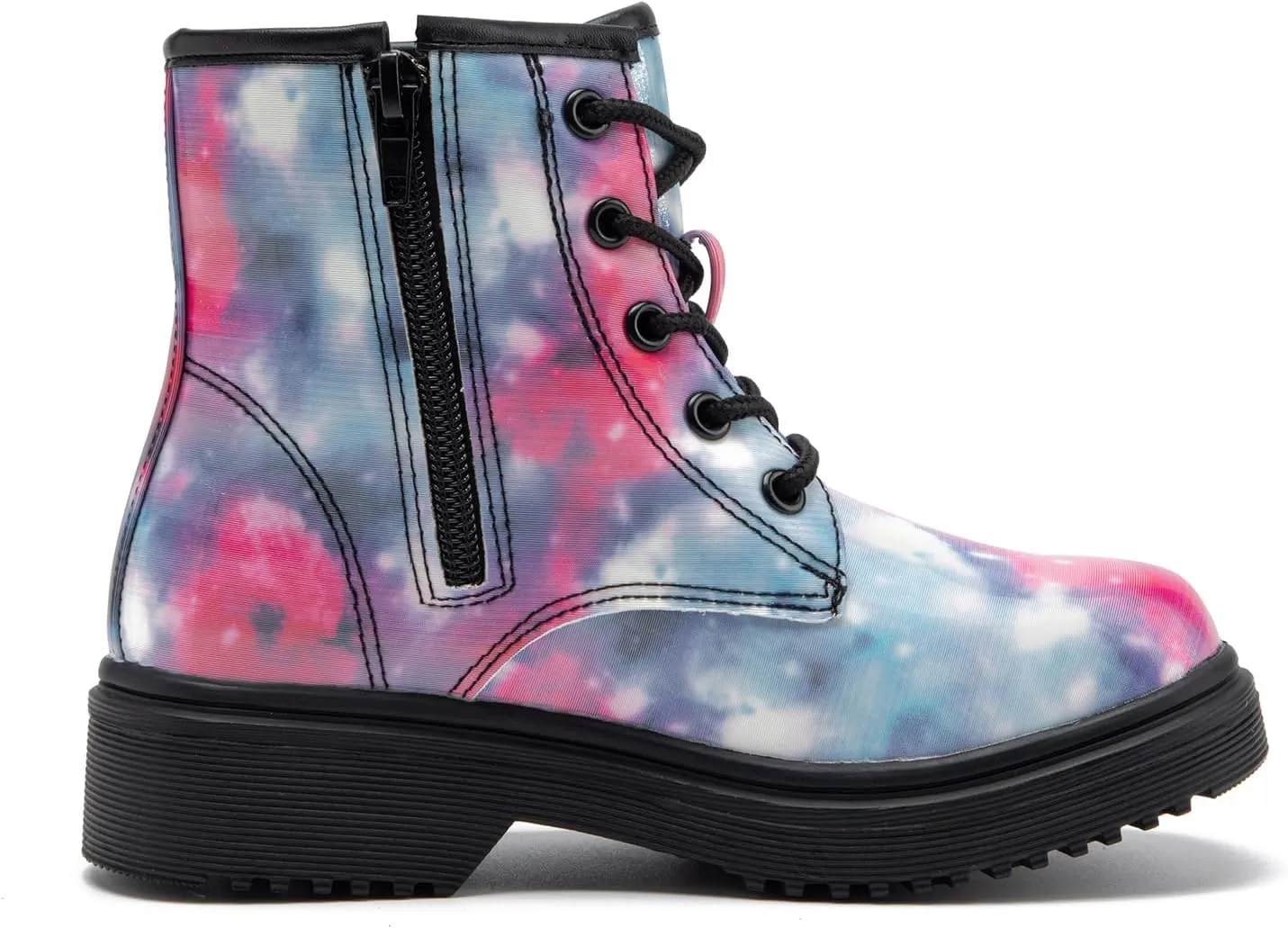 HIKLDK Girls Boots Glitter Combat Boot Winter Waterproof Side Zipper Lace-up Walking Shoes for Toddlers Little Kid szie