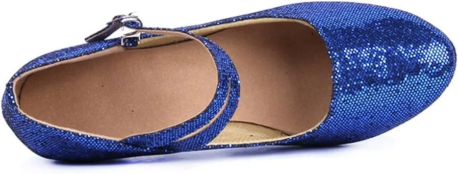Honeystore Women's Soft Ground Mary Jane Glitter Dance Shoes