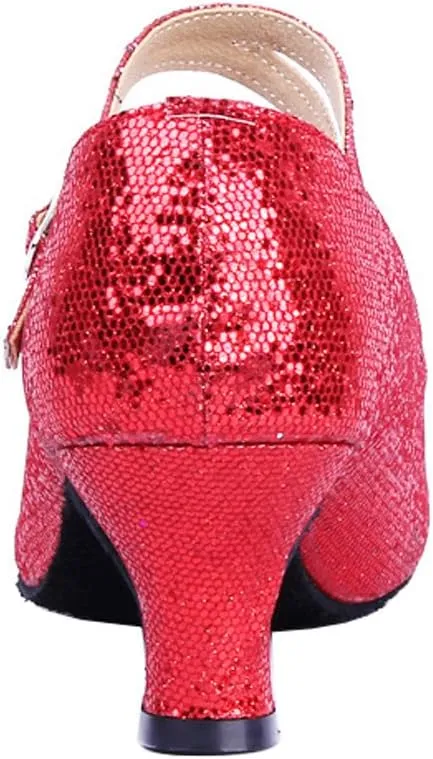 Honeystore Women's Soft Ground Mary Jane Glitter Dance Shoes