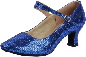 Honeystore Women's Soft Ground Mary Jane Glitter Dance Shoes