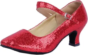 Honeystore Women's Soft Ground Mary Jane Glitter Dance Shoes