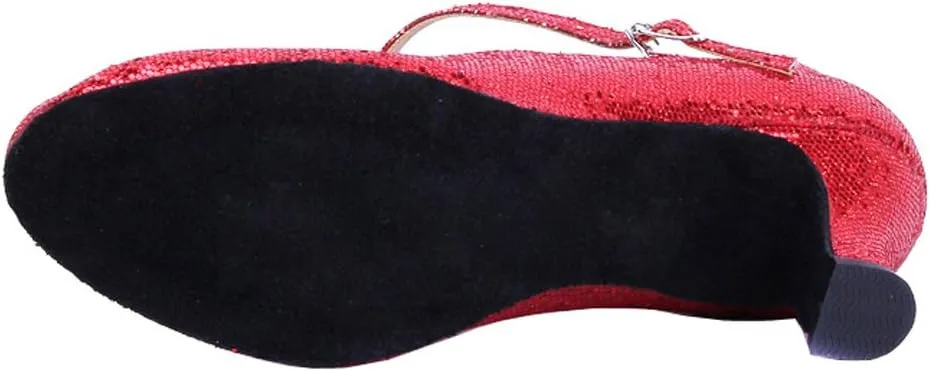Honeystore Women's Soft Ground Mary Jane Glitter Dance Shoes
