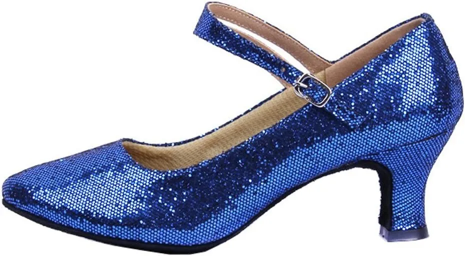Honeystore Women's Soft Ground Mary Jane Glitter Dance Shoes