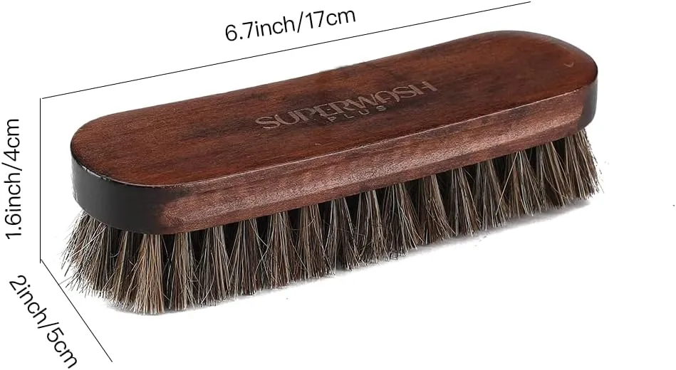 Horsehair Shoes Shine Brush, Soft Horse Hair Bristles Leather Clean & Care Brushes with Comfortable Grip for Shoes, Boots, Coats and Bags - 2 Pack