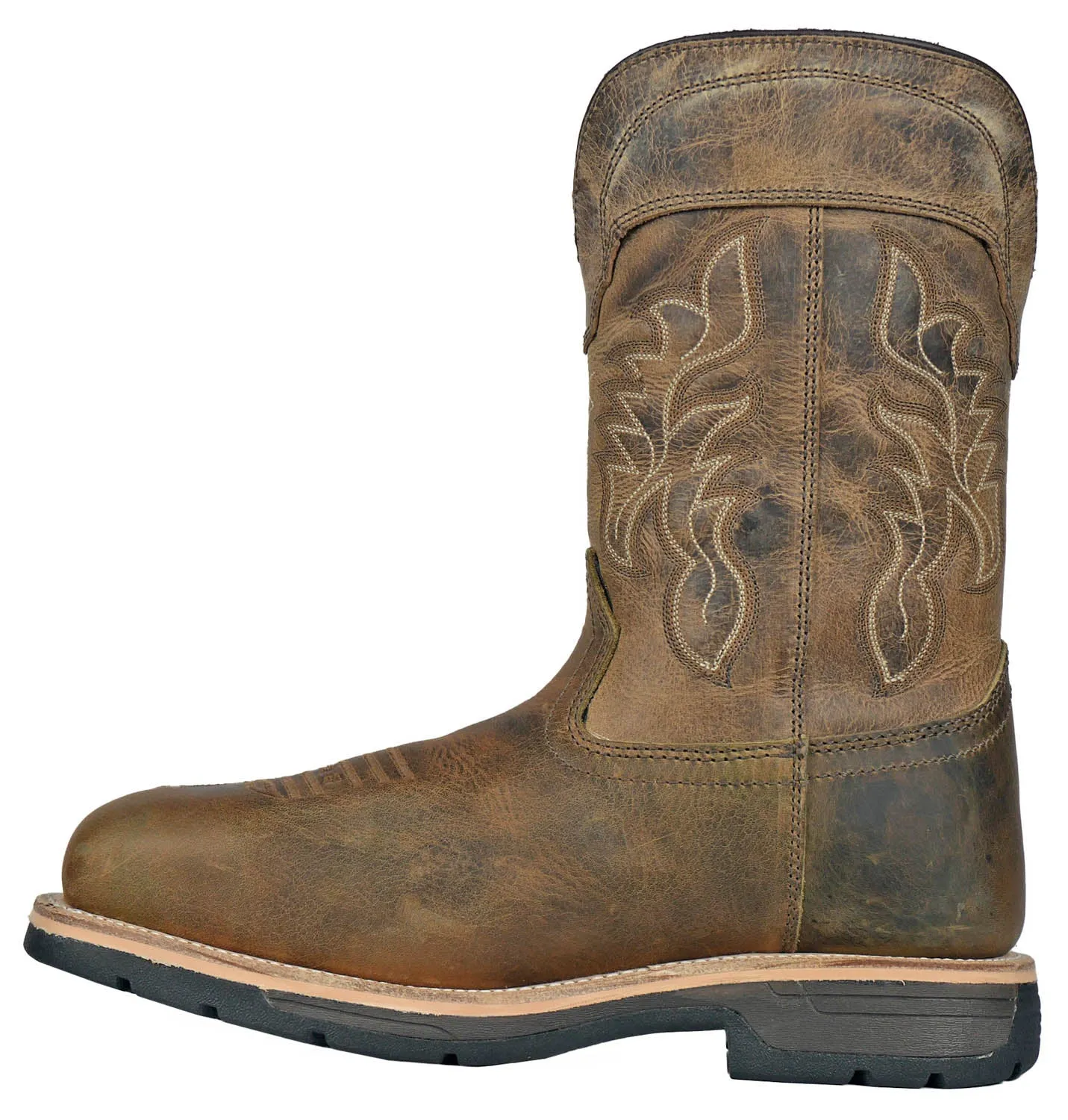 Hoss Boots Mens Brisbee Distressed CT WP Brown Leather Work Boots