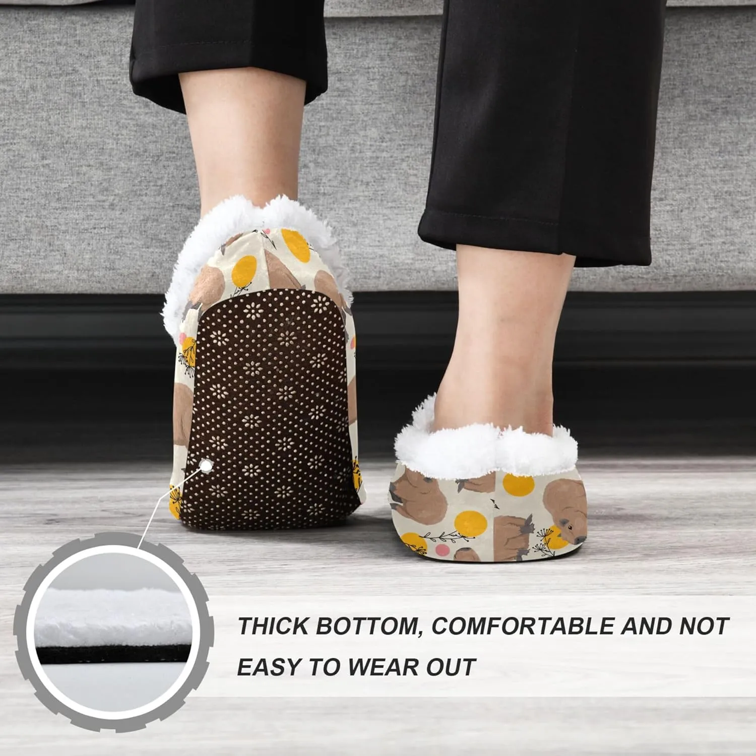 House Slippers Fuzzy Memory Foam Soft Slipper Socks for Woman Men
