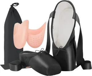 IJONDA Adult Ballet Pointe Shoes for Girls Women with Toe Pads and Mesh Bag