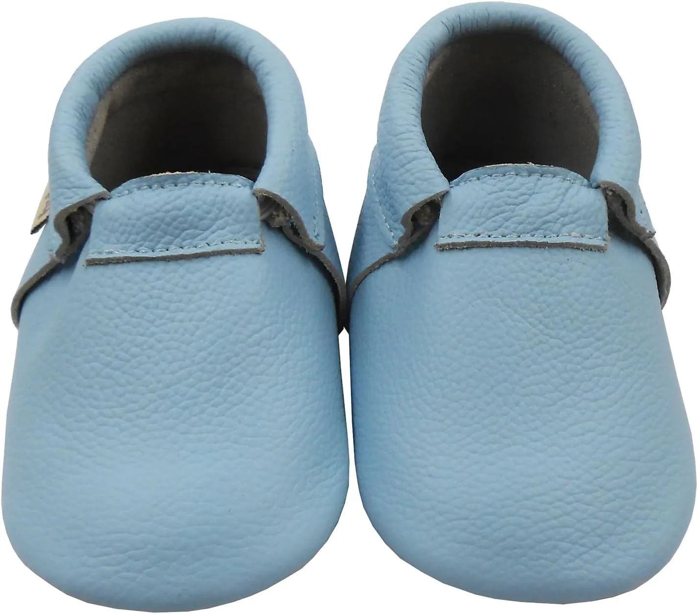Infant Baby Moccasins with Rubber Sole - Soft Leather Anti Slip Crib Walking Baby Shoes Brown