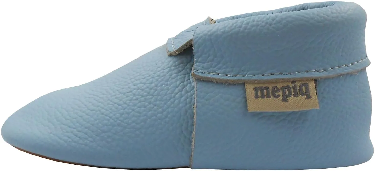 Infant Baby Moccasins with Rubber Sole - Soft Leather Anti Slip Crib Walking Baby Shoes Brown