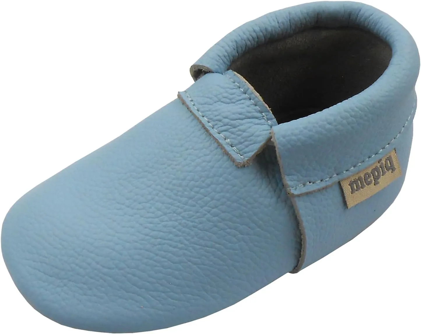 Infant Baby Moccasins with Rubber Sole - Soft Leather Anti Slip Crib Walking Baby Shoes Brown