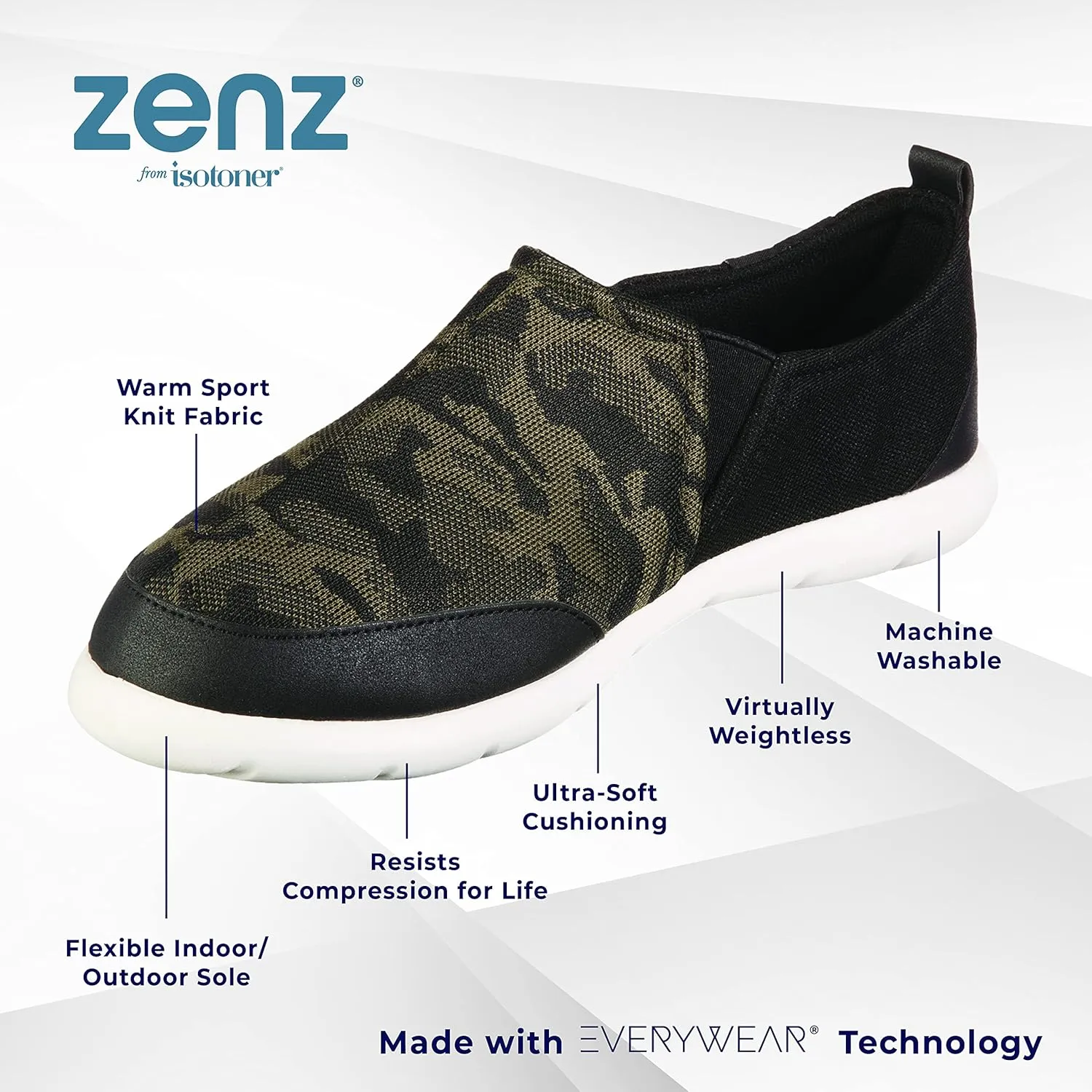 isotoner Men's Zenz Active Slip-On: Ultra-Soft Casual Shoes with Flexible Support & Breathable Mesh