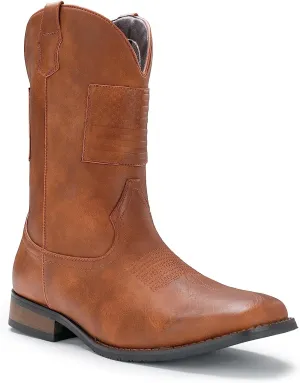 IUV Cowboy Boots For Men Wide Western Boot Traditional American Flag Retro Square Toe Country Work Boots