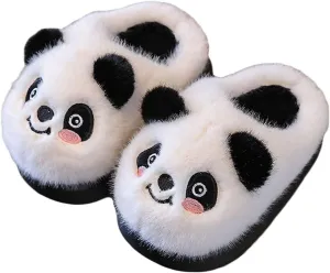 JadeRich Toddlers Little Kids Cartoon Panda Slippers Soft Plush Memory Foam Slip-on Cute Panda Indoor Shoes Boys Girls