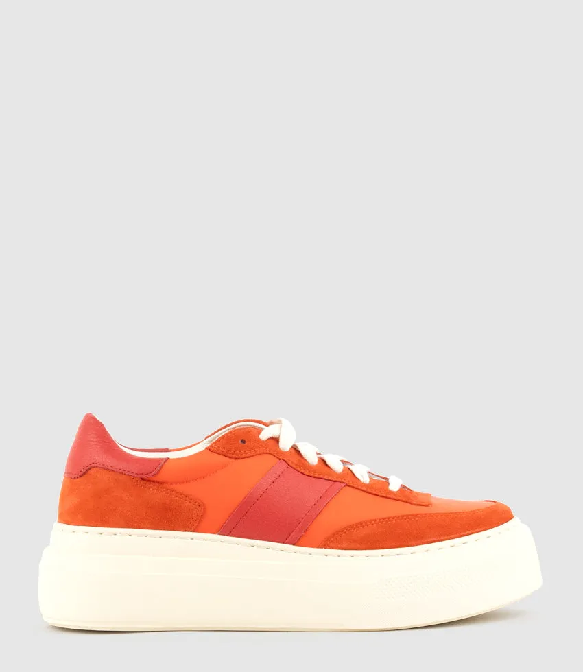 JASPER Retro Platform Sneaker in Orange Combo