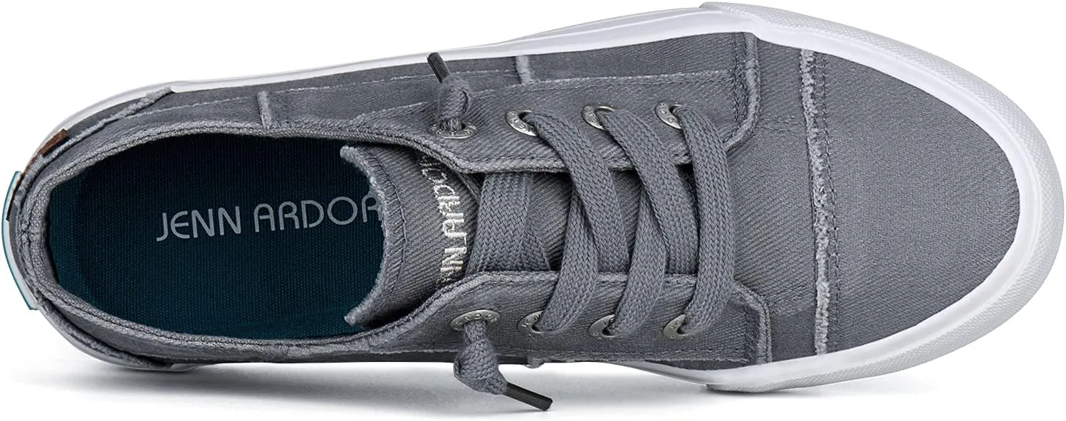 JENN ARDOR Slip On Canvas Shoes for Women Low Top Fashion Sneakers Comfortable Walking Flats