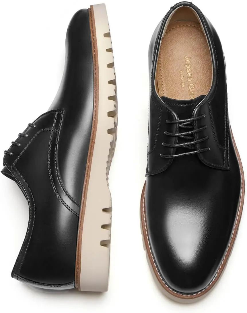 Jepsengord Men's Dress Shoes Genuine Italian Cowhide Leather Casual Oxford Derby Sneakers Comfortable Formal Shoes