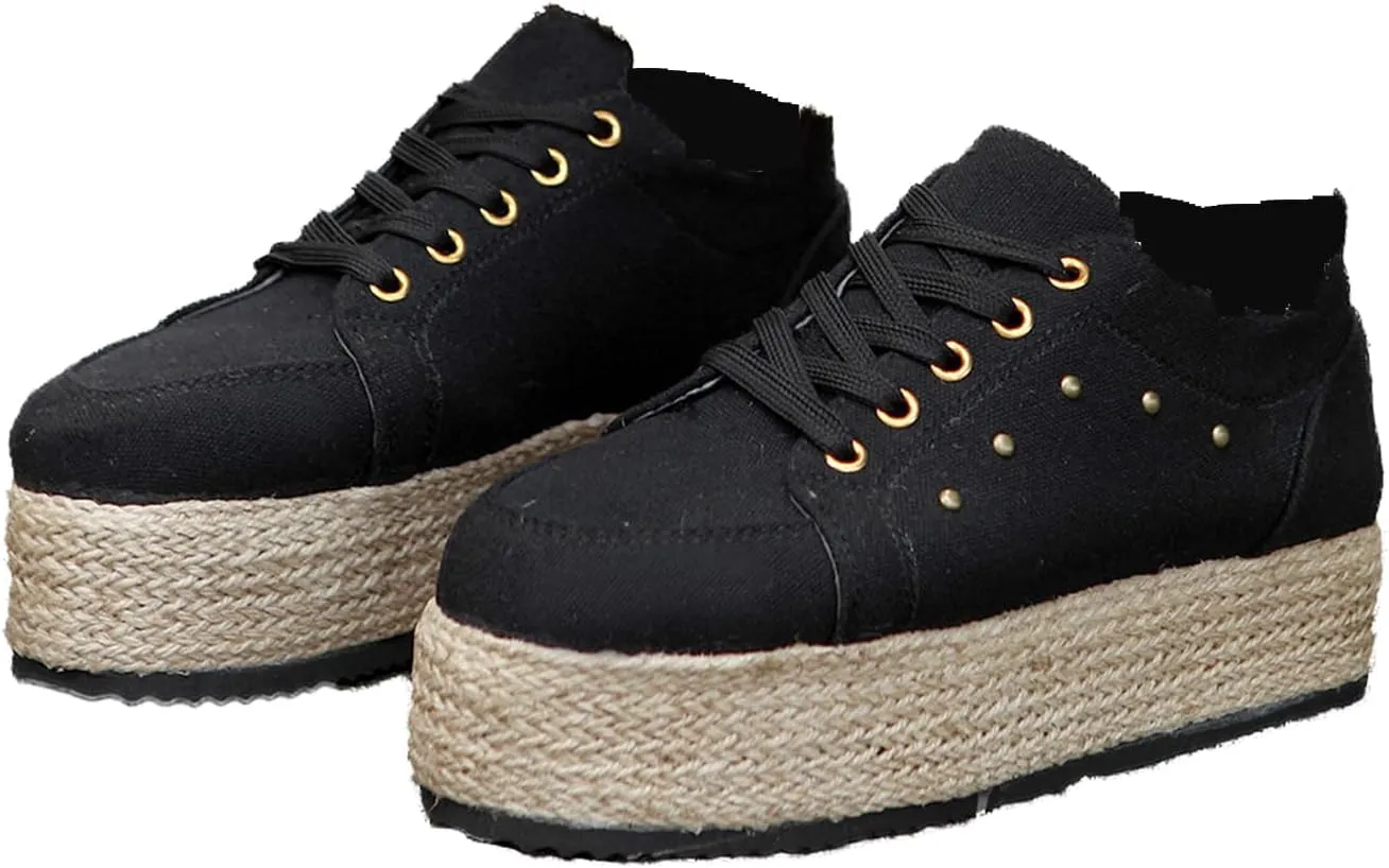 JITUUE Women's Fashion Sneakers Comfortable Casual Hemp Rope Platform Sole Espadrilles Shoes